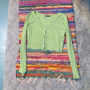 lime green buttoned long sleeve from shein size small